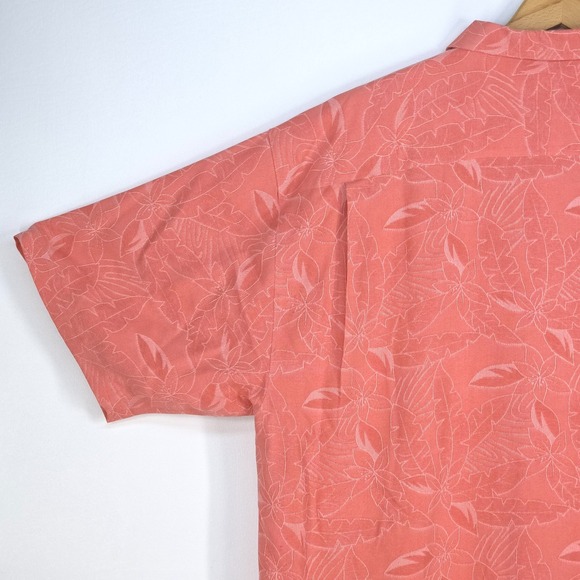 Montego Mon Silk Hawaiian Shirt Mens XXL Coral‎ Pink Floral Camp Aloha Casual - Picture 14 of 16